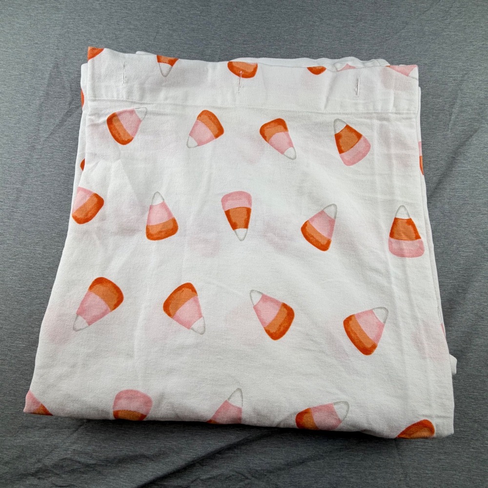 Kassatex Candy Corn Shower Curtain White Orange Halloween Holiday Decor Cotton